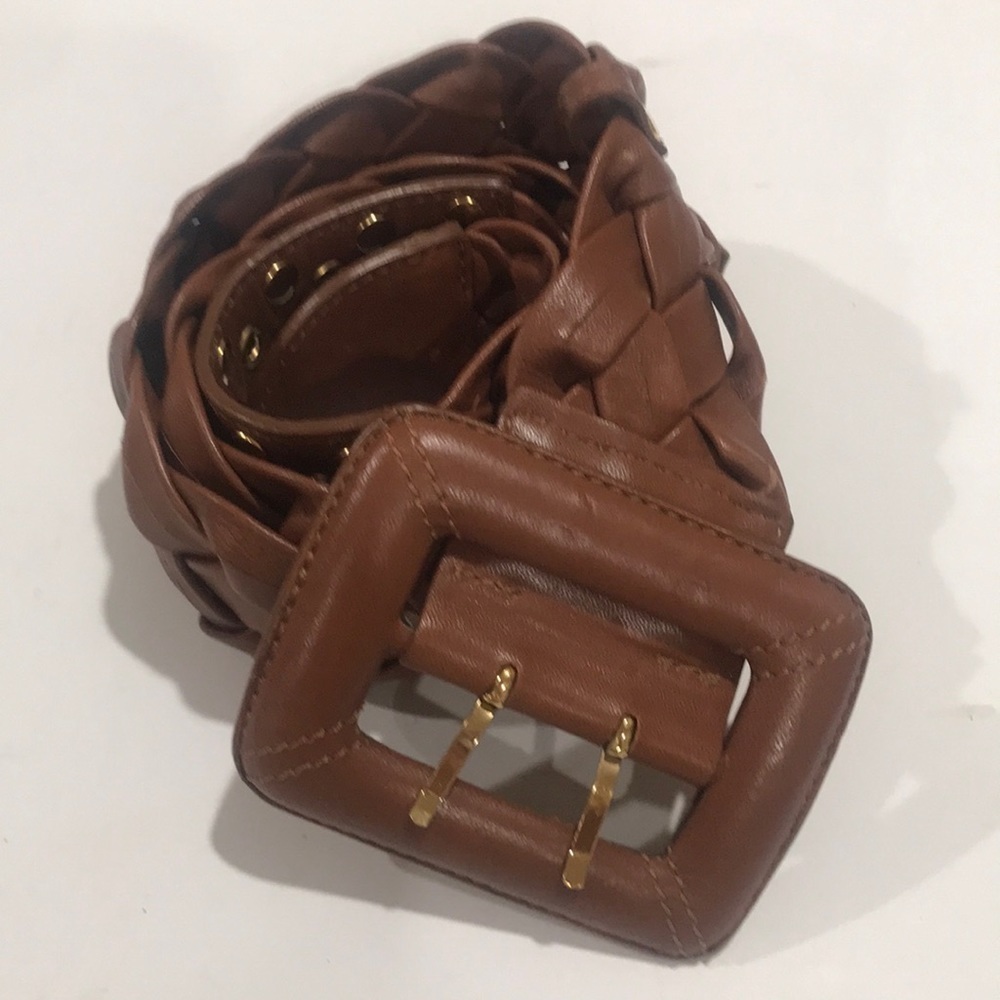 BE&D Braded brown leather belt Sz L 3” W